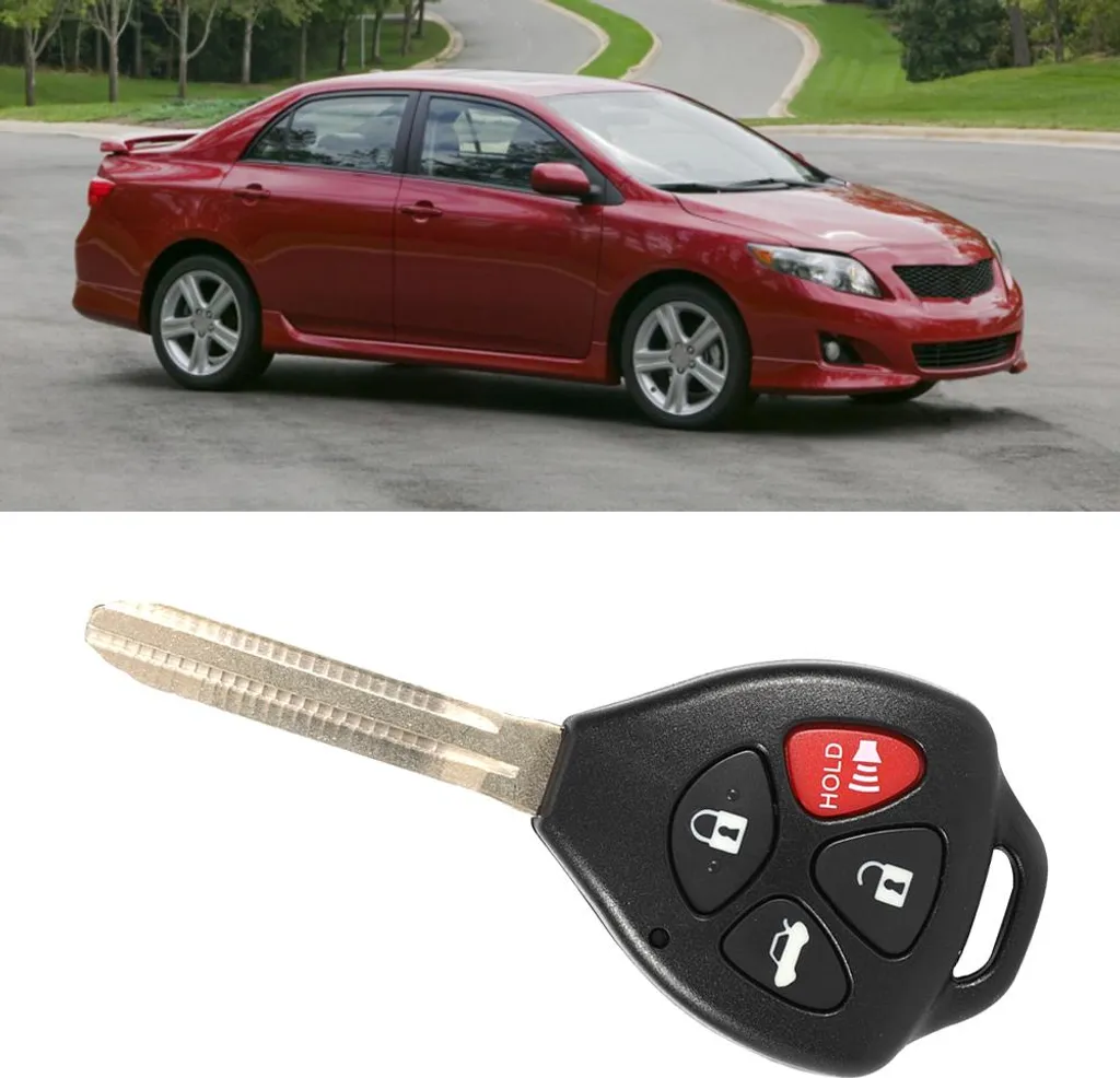 Telecomando Auto 4 Pulsanti per Toyota Corolla 2008-2010 | Nero