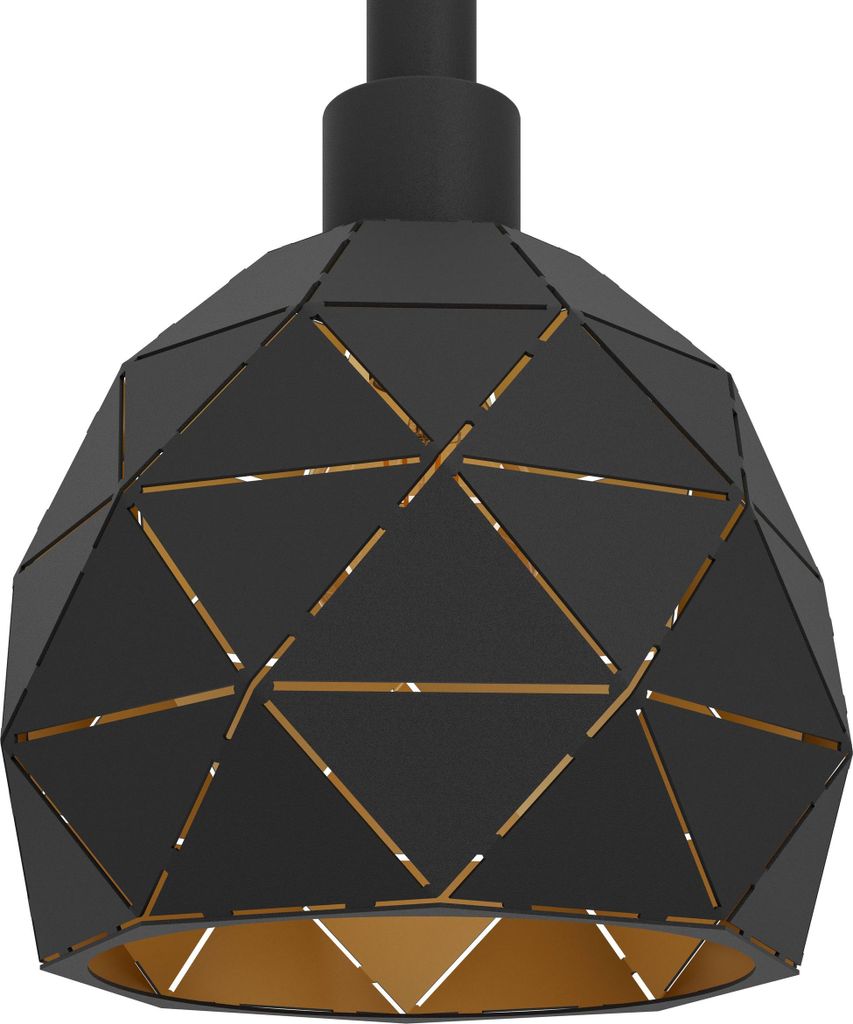 EGLO Pendellampe Razoni – 3 Flammig, Schwarz, Satiniertes Glas, E27