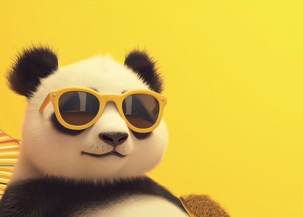 Plakat 35x25cm Panda in Urlaubsstimmung