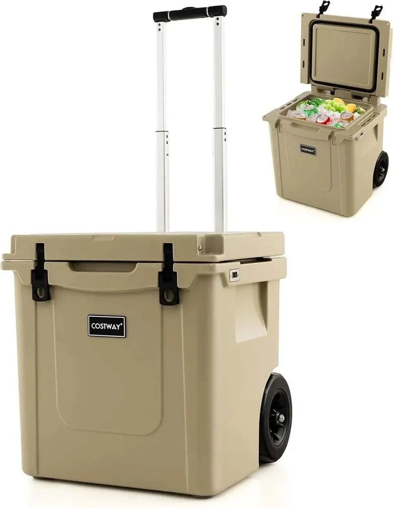 Boîte isotherme rigide 43 litres à roulettes pour camping et bivouac