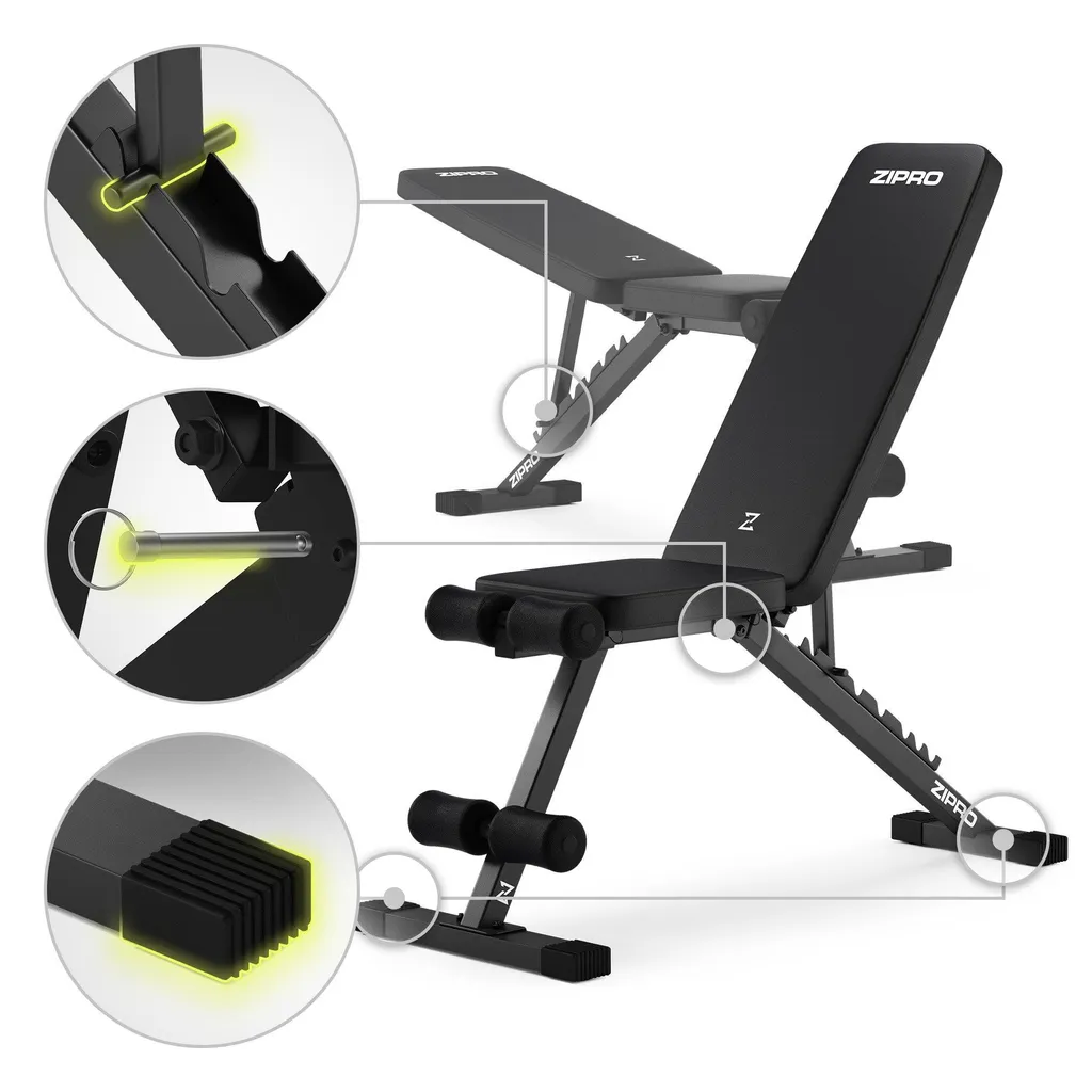 Banc d'entraînement réglable ZIPRO Stride noir pliable musculation - 10