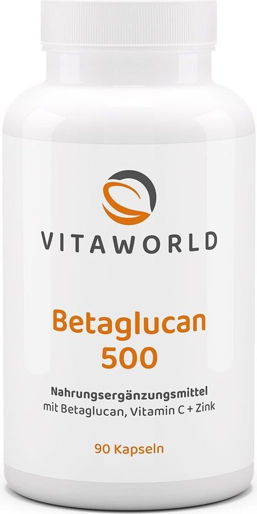 Vita World Betaglucan 500 | 90 Kapseln | mit Vitamin C und Zink | vegan | gluten- und laktosefrei