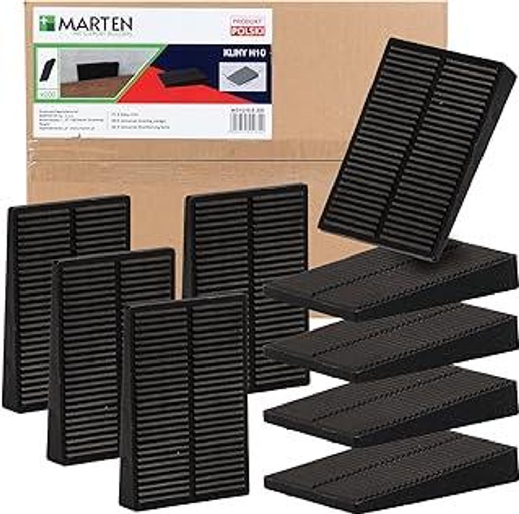 MARTEN Montagekeile Kunststoff – Universalkeile für präzises Ausrichten und Fixieren bei Türen, Fenstern und Dachlatten | Schwarz, 10 mm Höhe...