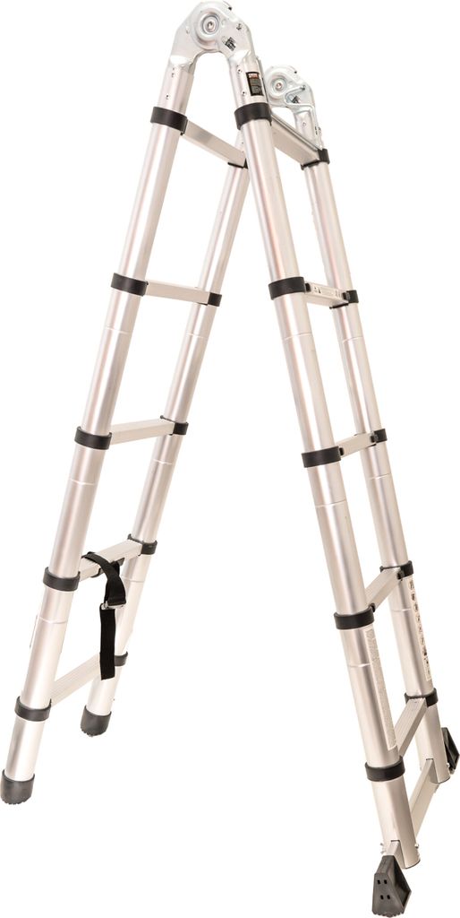 Kompakte Teleskopleiter Alu Mehrzweckleiter klappbar Ausziehleiter Stehleiter 3,2m