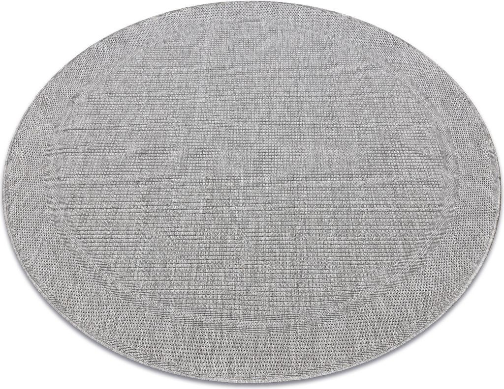 Teppich TIMO 5979 Kreis SISAL draussen Rahmen hellgrau Grau rund 200 cm