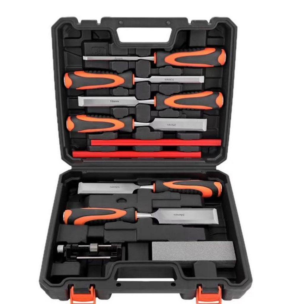 Presch Stechbeitel Set für Holz 10tlg. - Fertig geschliffene Stechmmeisen (6/13/19/25/32/38mm) - Profi Stecheisen und robuster Metallschlagkappe