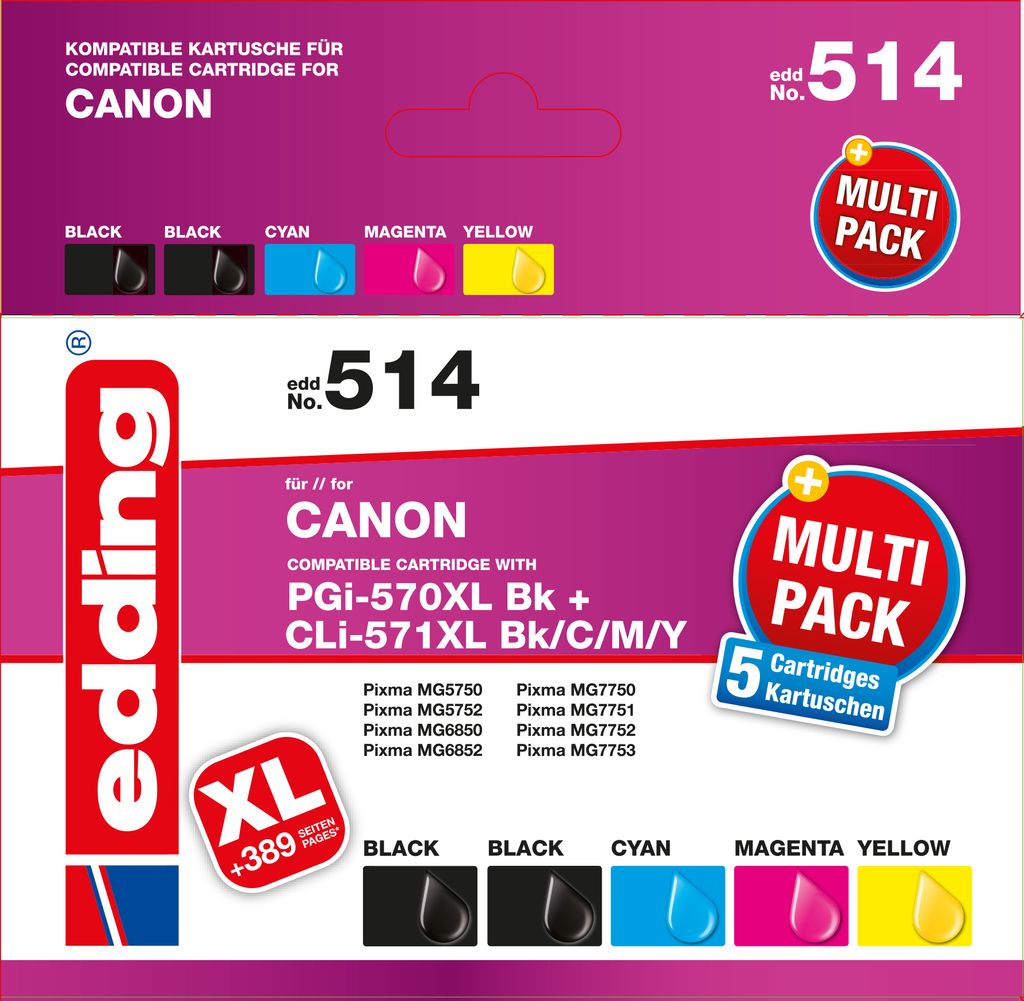 edding Tintenpatrone EDD-514 Multipack Canon PGI 570- Produktbild 