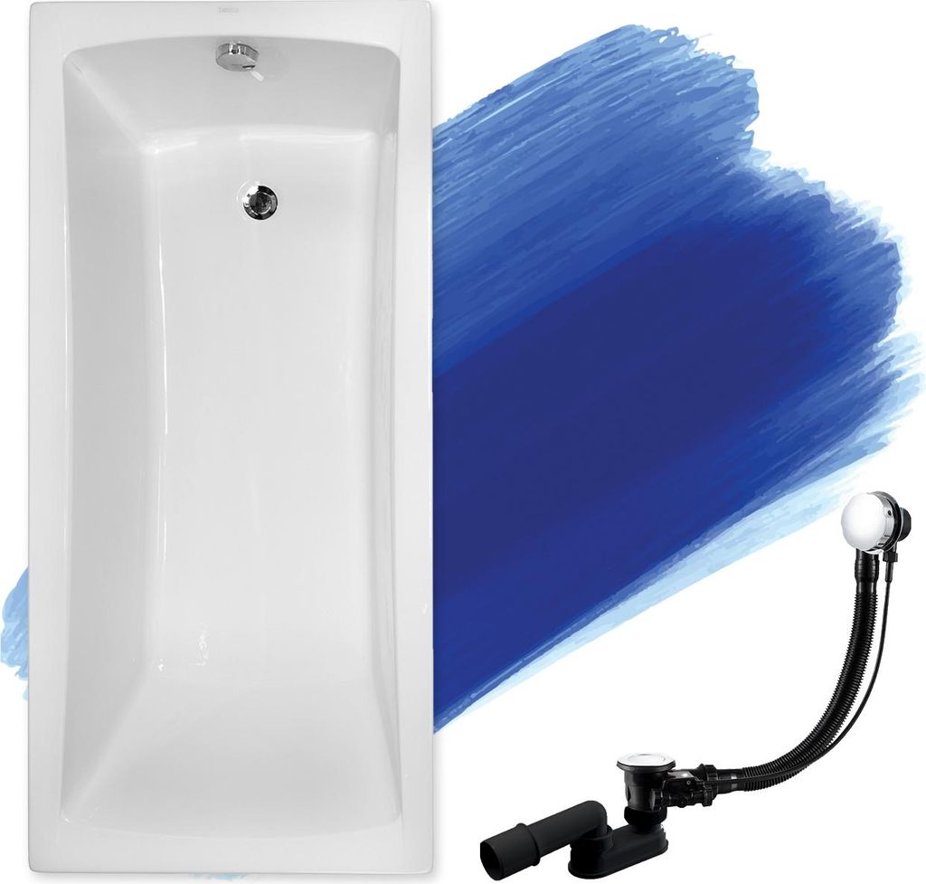BADLAND Badewanne Rechteck Optima 150x70 mit Ablaufgarnitur Produktbild 