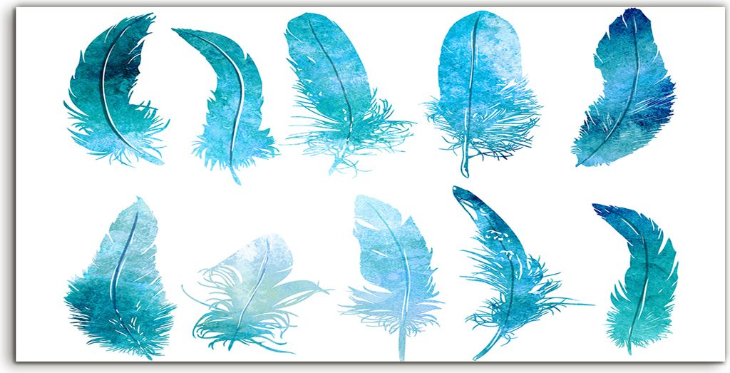 Coloray - Glasbild - 100x50 cm - Wandbild - Glasbilder - Wand Kunst Bild Feder Aquarellfarbe