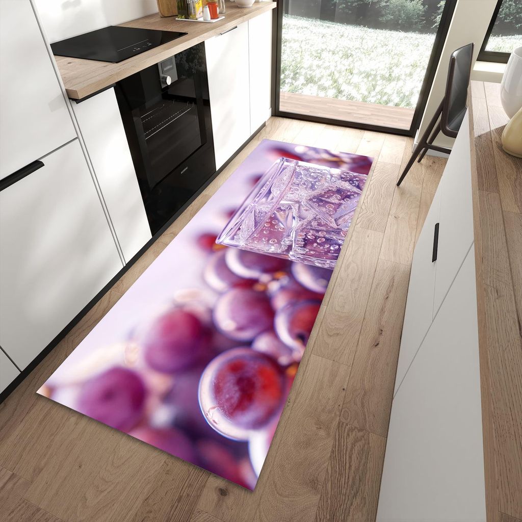 Küchenteppich 90x240cm rutschfest & abwischbar PVC Läufer - Traubeneisgetränk