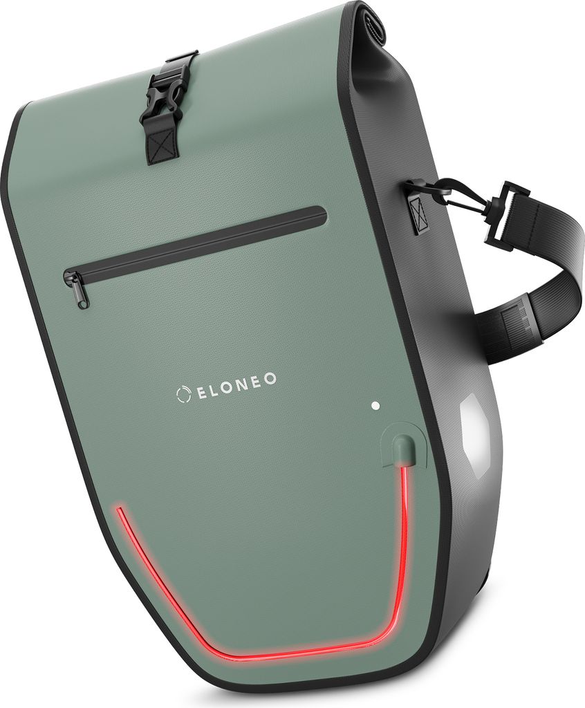 ELONEO Fahrradtasche für Gepäckträger mit LED Licht, 28L - 100% wasserdicht mit Tragegriff und Schultergurt, Fahrradtasche Gepäckträger, Fahrr...