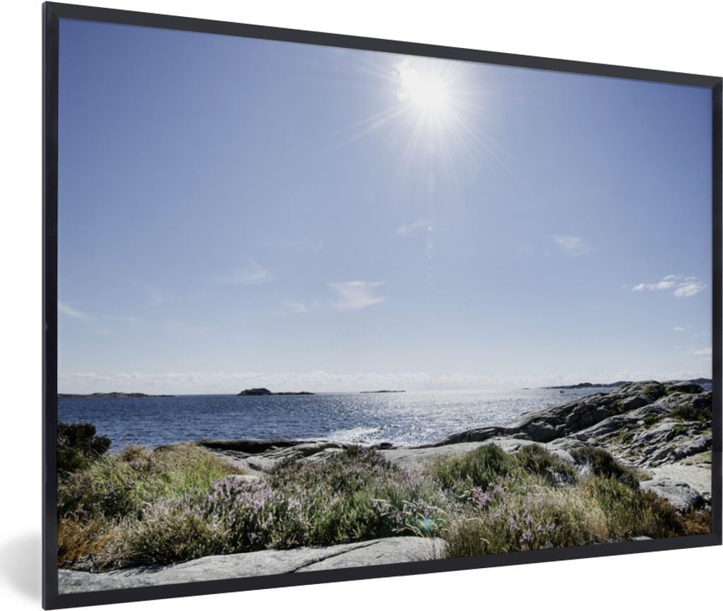 MuchoWow MuchoWow Gerahmtes Poster Strand - Natur - Sonne 90x60 cm - Poster mit zchwarzem Bilderrahmen - Fotorahmen - Foto-Plakat