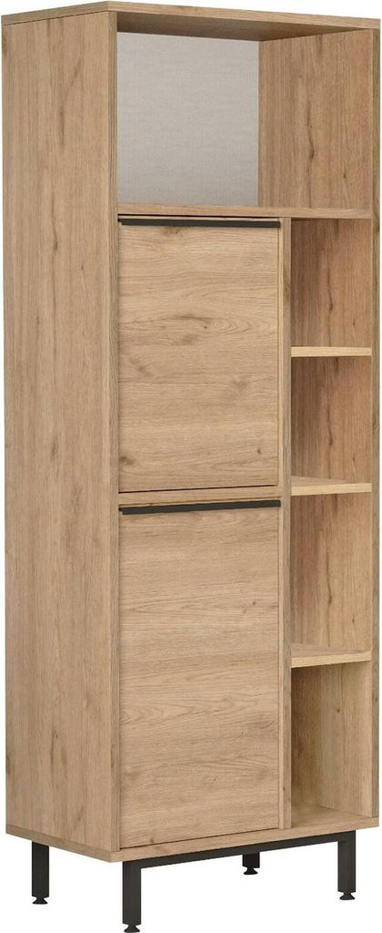 Säulenschrank Mimas, Schrank für Badezimmer oder Küche, Multifunktionaler Hochschrank, Mehrzweckschrank, 160x36 h45 cm, Nussbaum
