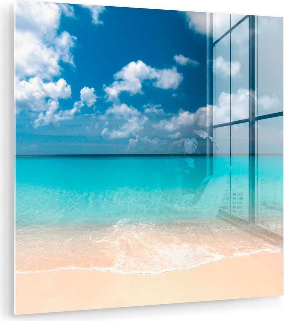 MuchoWow Glasbilder - Bilder auf Wandbild - Foto auf Glas Sommer - Strand - Curaçao 20x20 cm Wanddekoration aus Glas - Acrylglasbild - Acrylbilder...