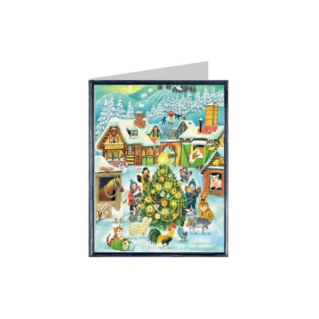 Weihnachtskarte "Weihnachten auf dem Bauernhof" mit Tieren Produktbild 