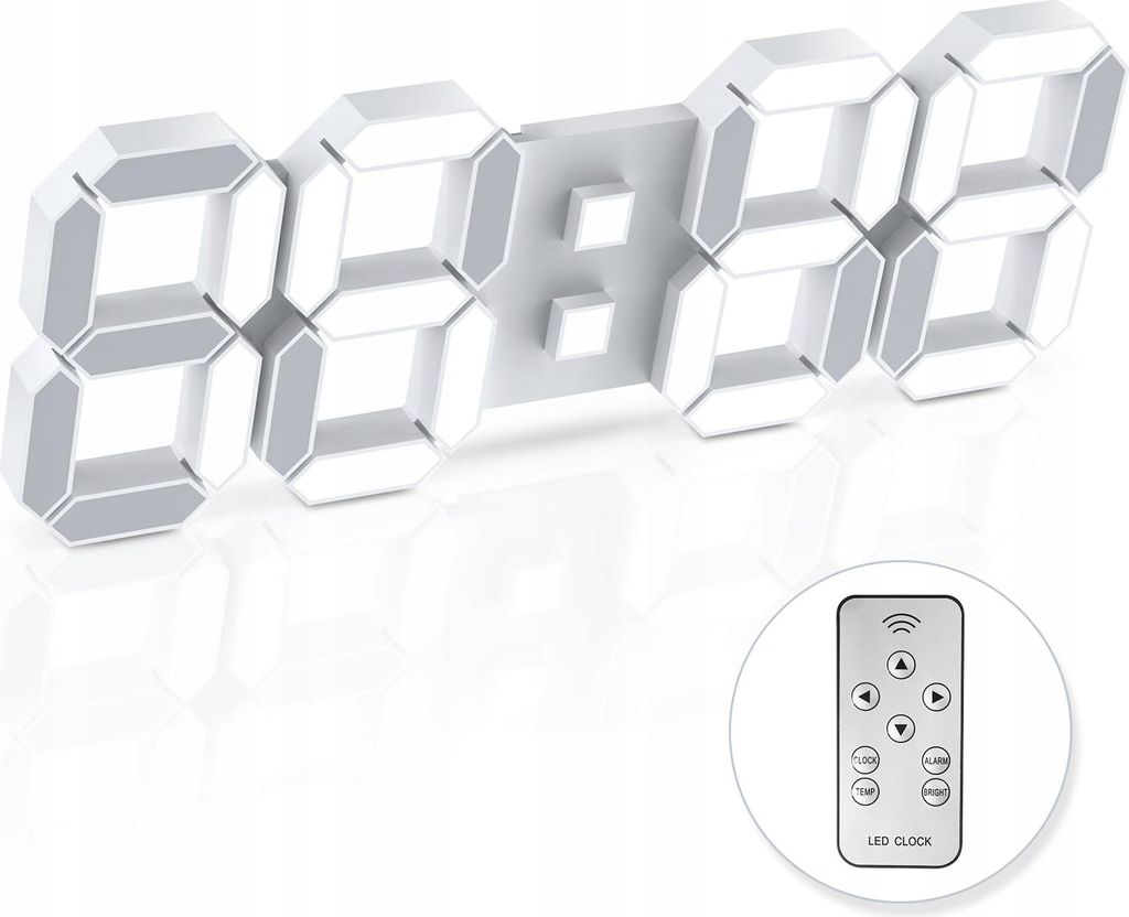 Große elektronische Uhr mit Fernbedienung, LED-RGB-Wecker, Thermometer, Zeitschaltuhr