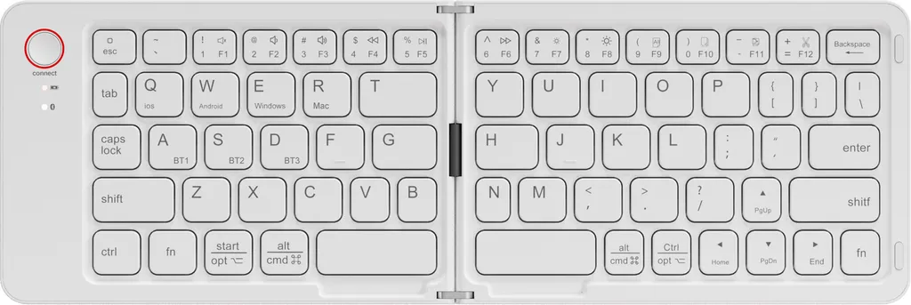 Clavier Bluetooth Pliable Ultra-Mince avec Batterie Rechargeable Blanc