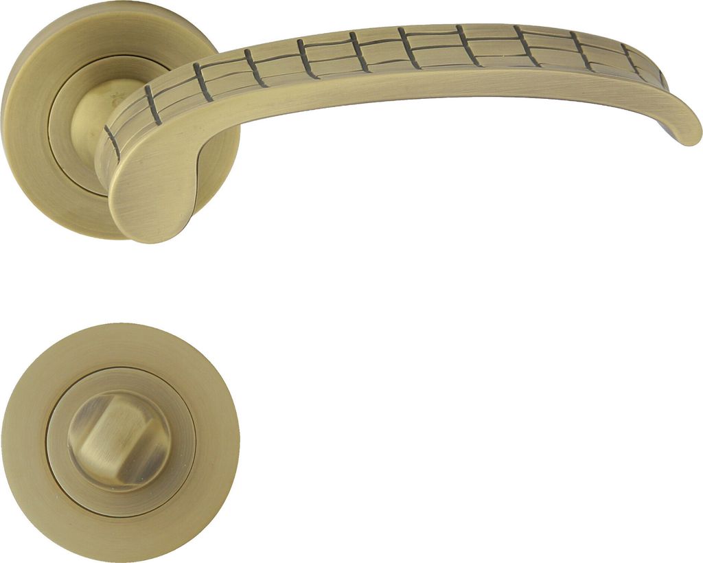 DOMINO Türgriff Drückergarnitur WC -Badezimmer Set | Rund-Rosette | Türklinke für Bürotür, Kellertür & Innentür | Türbeschläge aus Znal |...