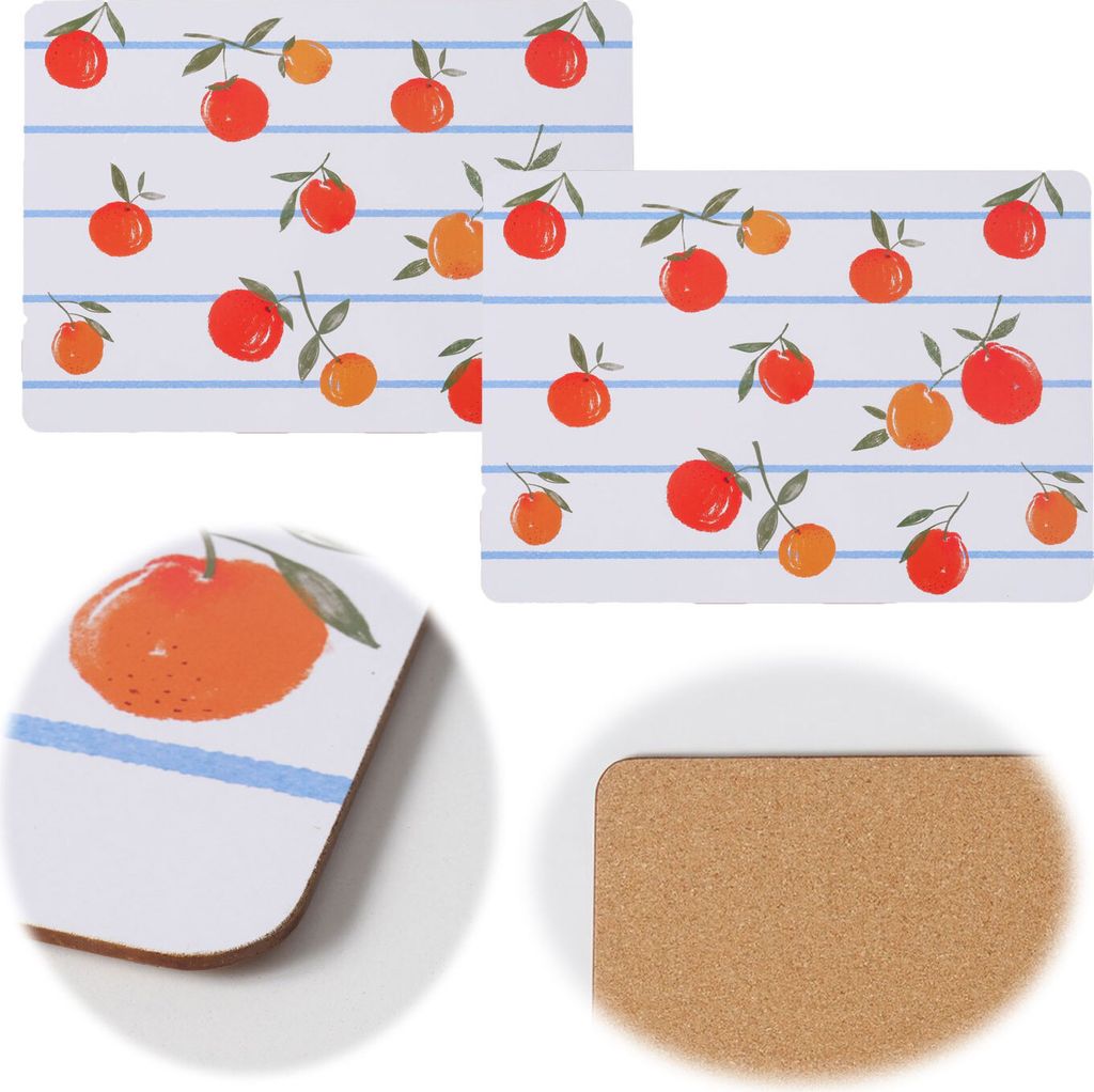 LS-LebenStil 2x Kork Tischset Platzset Orange 40x30cm abwaschbar Rechteck Platzmatte Placemate Tisch Untersetzer Unterlage Teller Geschirr Vase