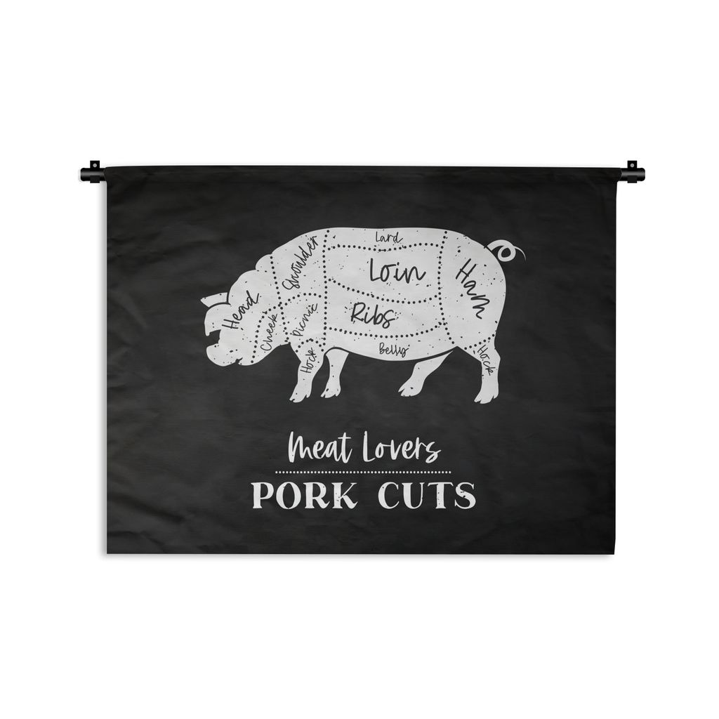 MuchoWow Wandteppich Wandbehang Schwein - Fleisch - Fleischer 60x45 cm Tapisserie Dekoration Wandtuch - Das Schlafzimmer
