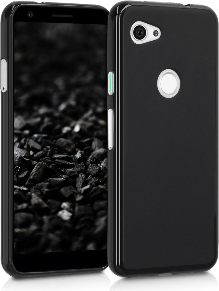 kwmobile Hülle kompatibel mit Google Pixel 3a Hülle - weiches TPU Silikon Case - Cover geeignet für kabelloses Laden - Schwarz matt