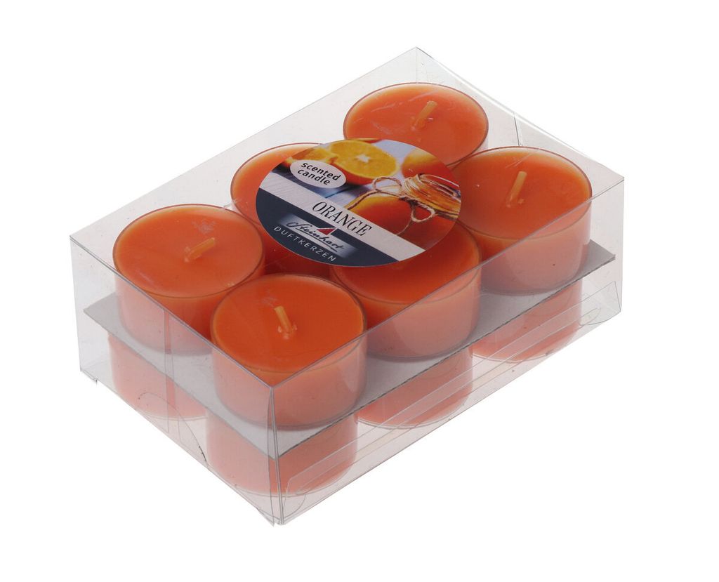 Duftteelichter im 12er Pack Orange 18/38 mm ca. 4 h