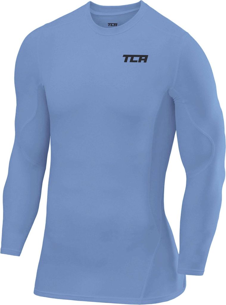 TCA Herren SuperThermal Kompressionsshirt Atmungsaktiv Langarm Funktionsshirts Schnell Trocknend Sportshirt Laufshirt - Hellblau, M