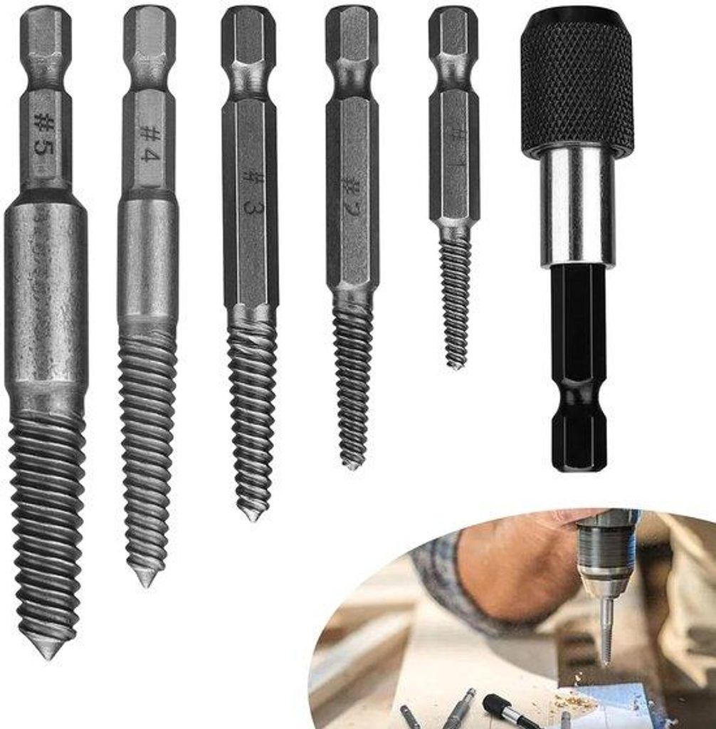 Handtap-Set mit 6 Drahtziehern, Hochfest Stahl, Magnetkop, geeignet für Handfäuste, Elektrowinkelschrauber und Bohrmaschinen