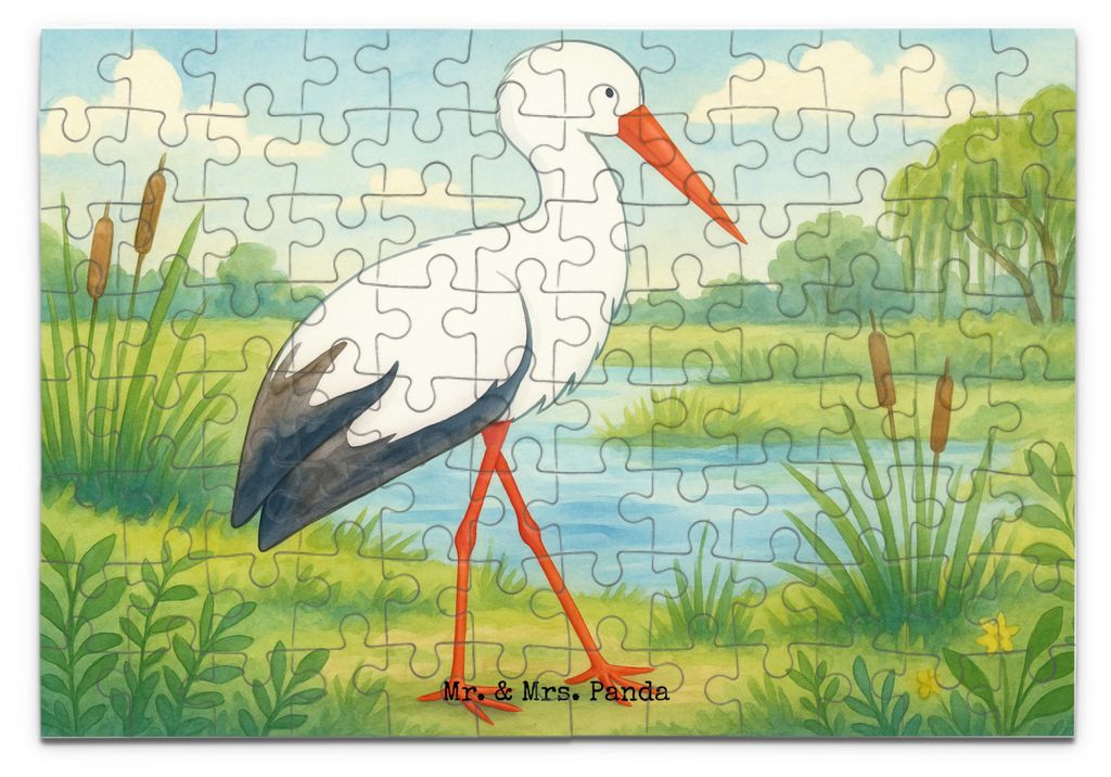 Mr. & Mrs. Panda Puzzle Storch Design 96 Teile - Weiß - Geschenk, Mutter, Mütter, 1000, 300, Lustige Sprüche, 2000, Schwanger, 500, Baby, Geburt...