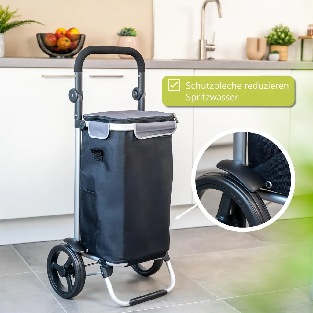 Chariot de courses pliable noir JEEBEL bremermann - Structure robuste - 9