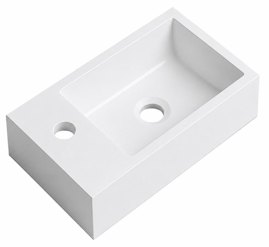 Waschbecken Angela 40 x 22 cm - Weiß - Waschbecken für Produktbild 