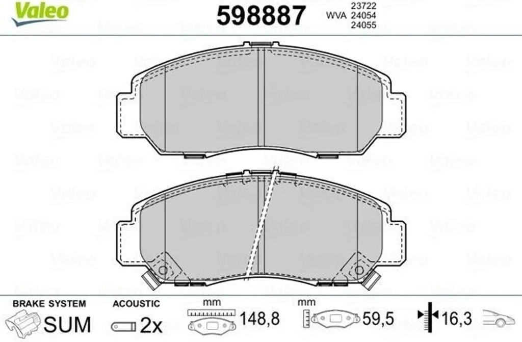Plaquettes de frein avant Honda Civic VII VIII IX Valeo 598887 Sécurité OE