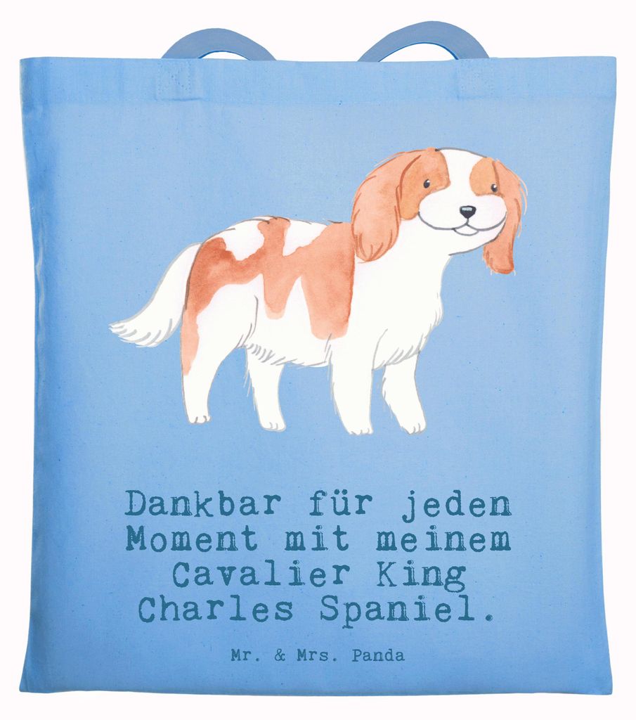 Mr. & Mrs. Panda Stoffbeutel Cavalier King Charles Spaniel Moment - Sky Blue - Geschenk, Tote Bag, Uni Tasche, Jutebeutel, Shopping, dokumententasche