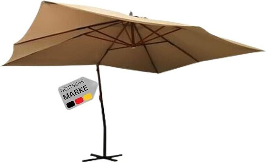 DELUKE Ampelschirm rechteckig ROOT 400x300cm Taupe | UV-Schutz, Kippbar, 360 Grad drehbar | Sonnenschirm rechteckig Kurbelschirm Standschirm Sonn...