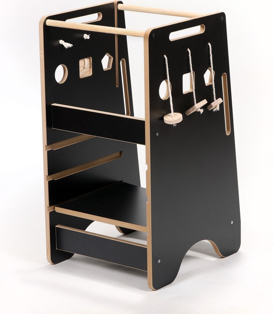 Woodforkid Lernturm Höhenverstellbar Sorter Schwarz