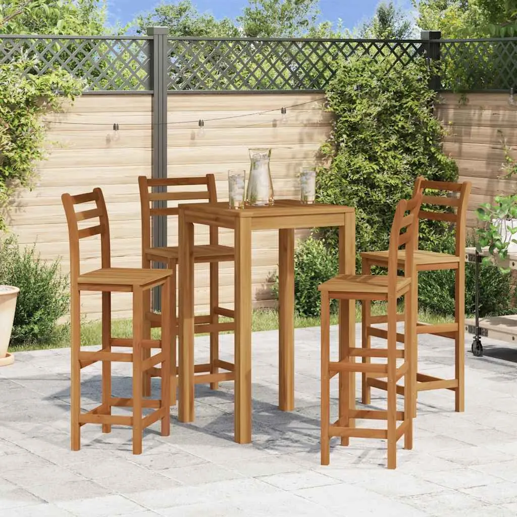 Tabouret de bar stable en acacia ZMH lot de 4 chaises hautes