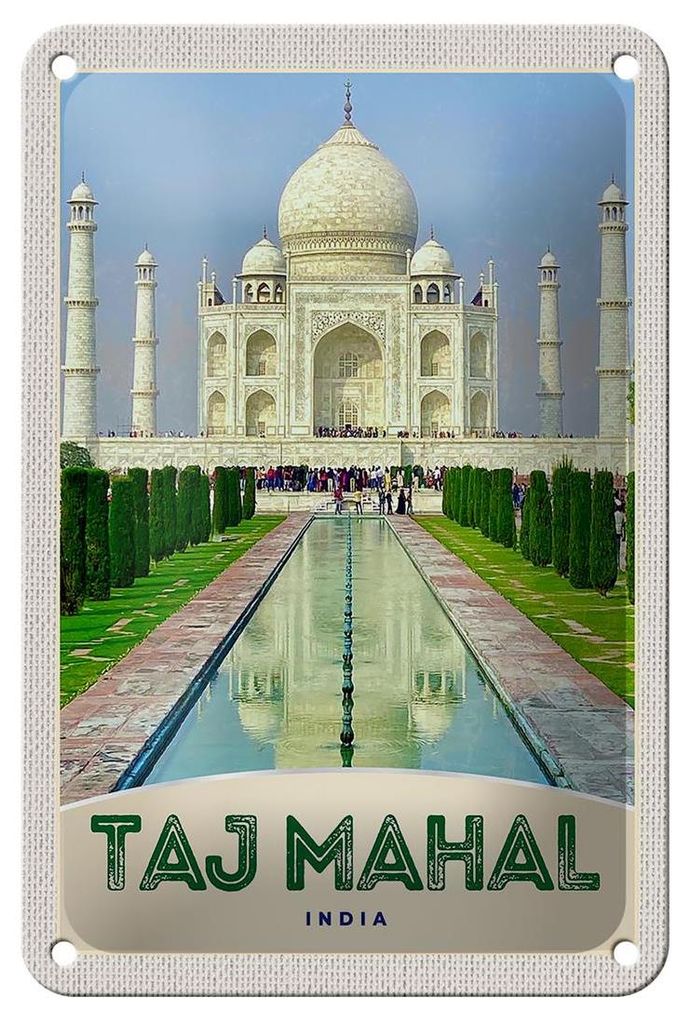 Blechschild Reise 12x18cm Taj Mahal Agra Dekoration