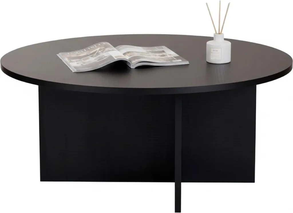 Table basse ronde 90cm noir Simbario : gagnez en confort et style