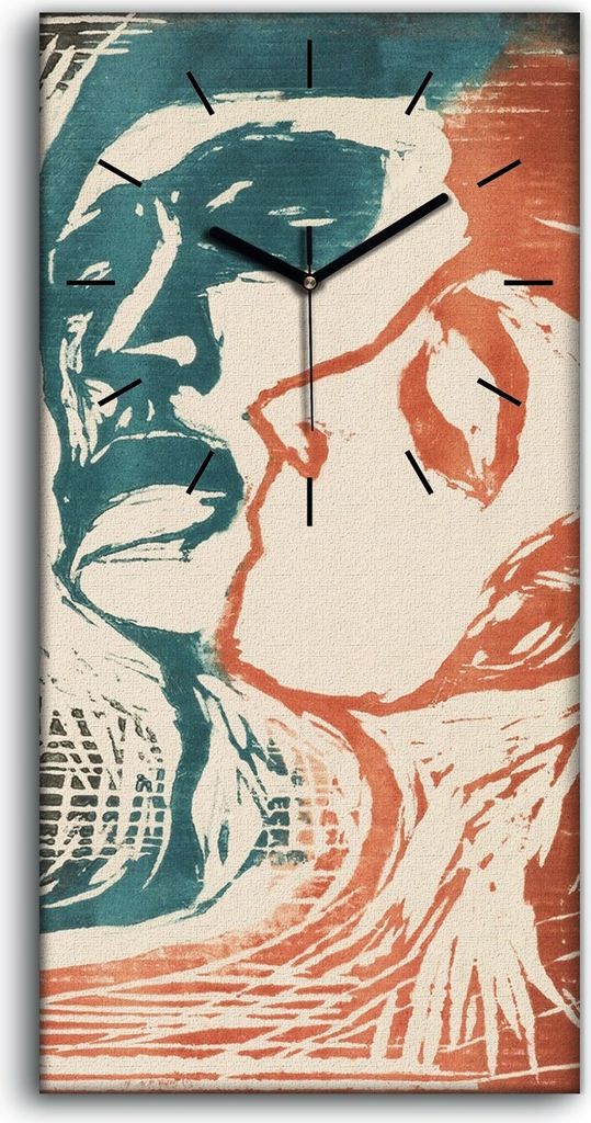 Wandbild Leinwand Bilder mit Uhr Geräuschlos Kunstdruck 30x60 Kopf für Kopf - schwarze Hände
