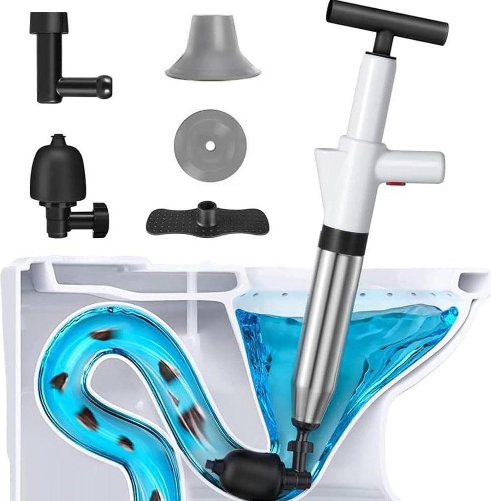 Toilettenreiniger-Set - Hochdruck-Luftabfuhr-Blasterkit für Toilette/Waschtisch/Badewanne/Bodenablauf