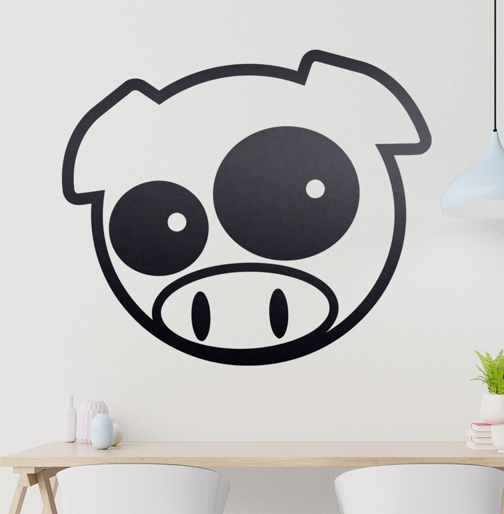 Schwein Wandtattoo in 6 Größen - Wandaufkleber Wall Sticker - Dekoration, Küche, Wohnzimmer, Schlafzimmer, Badezimmer
