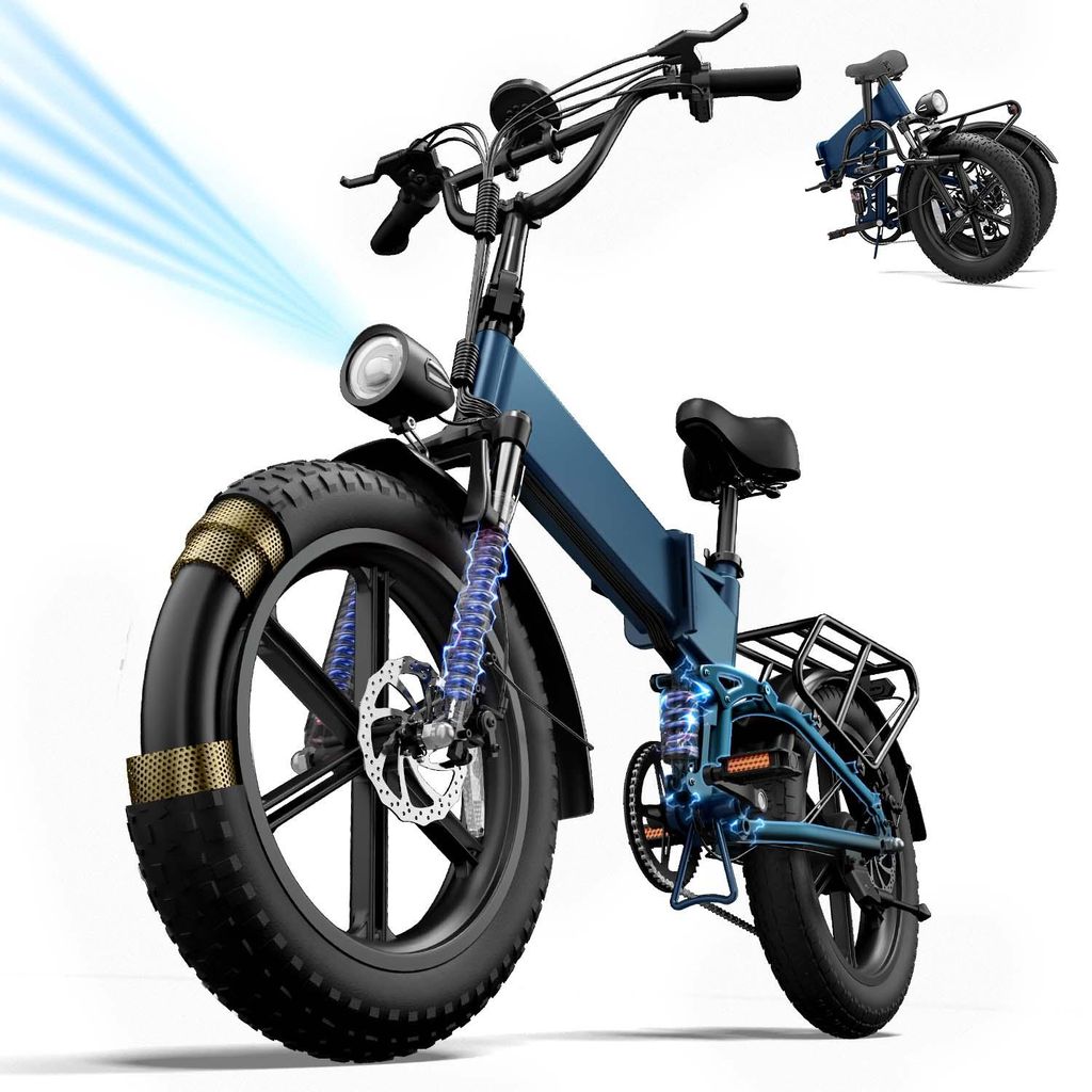 20 * 4.0 Zoll Fat Tire Klapprad E-Bike Klappräder Elektrofahrrad E Bike Herren mit 48V 13AH Herausnehmbarer Akku, Lange Reichweite bis 80-100KM