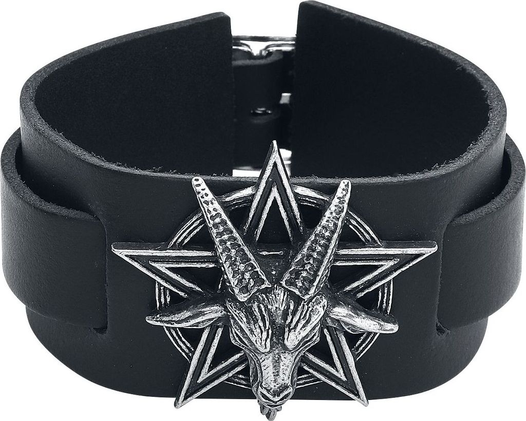 Alchemy Gothic Lederarmband Herren Baphoment schwarz Standard