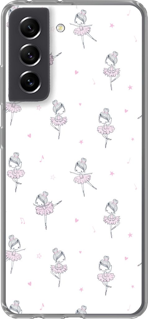 MuchoWow Handyhülle Schutzhülle Hülle für Telefoonhoesje Samsung Galaxy S21 FE Mädchen - Ballett - Rosa - Muster - Mädchen - Kinder - Kinde...