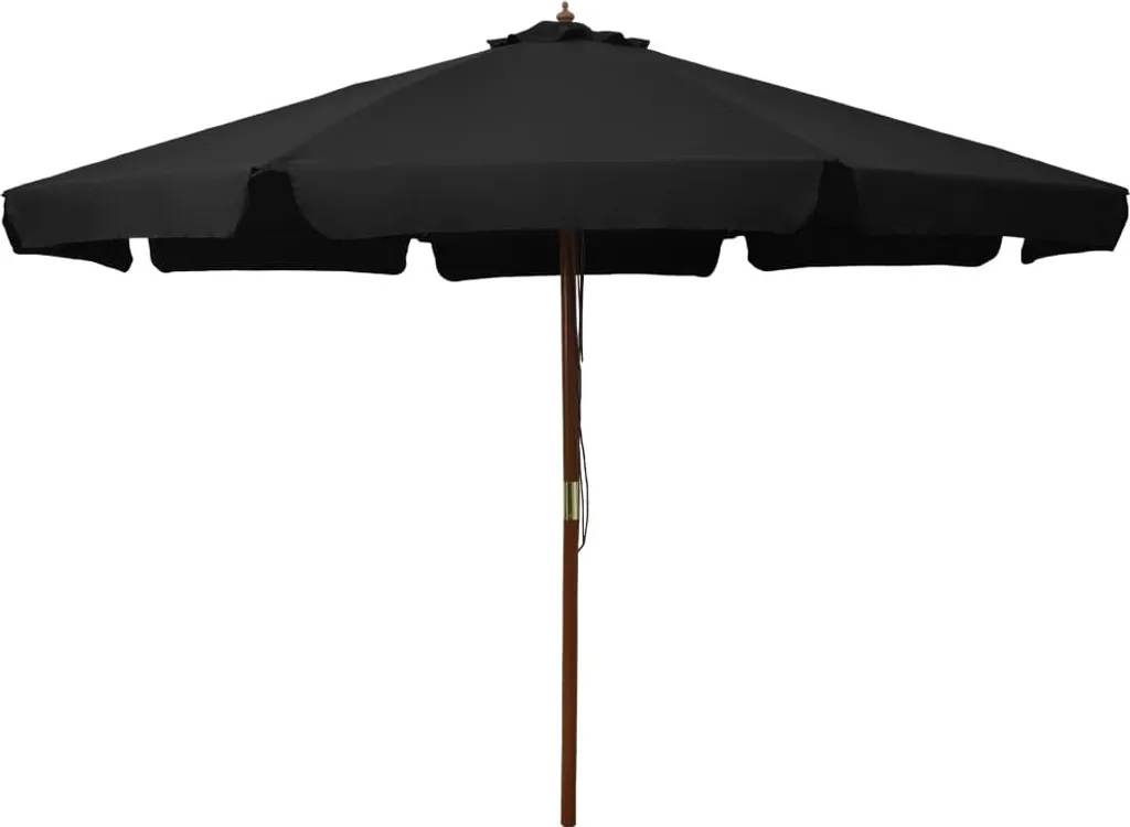 Parasol 330 cm Noir mât en Bois exotique - Toile déperlante Haute Qualité