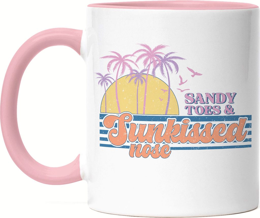 Sandy toes & sunkissed nose Tasse Rosa Sonne Surf Ozean Meer Strandliebe Sommer