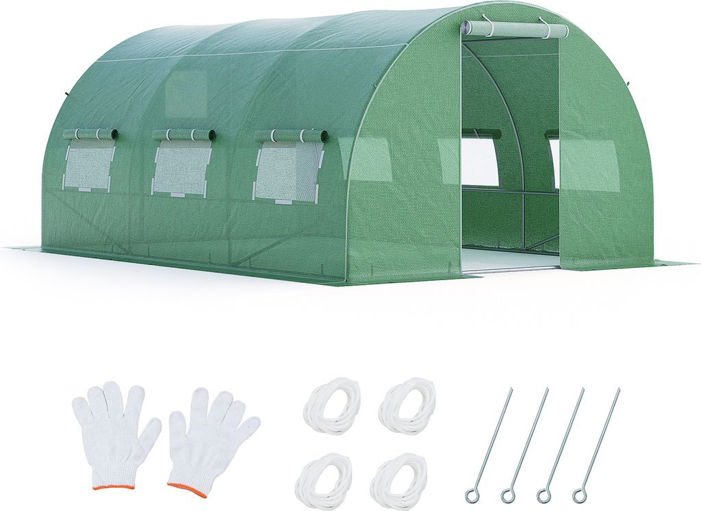COSTWAY 12m² Gewächshaus 4x3x2m, Foliengewächshaus mit Produktbild 