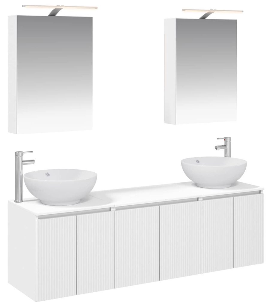 vidaXL Badezimmerschrank-Set 5 pcs Weiß Holzwerkstoff