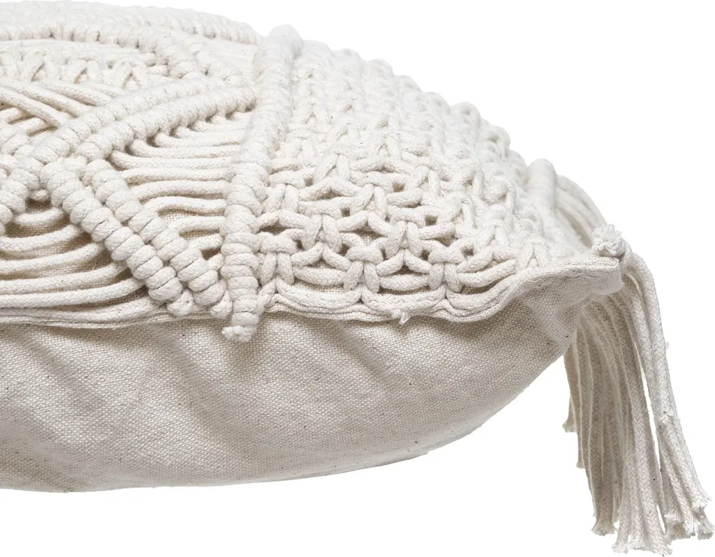Coussin Rectangulaire Macramé Style Bohème 30x50 cm Finition Franges