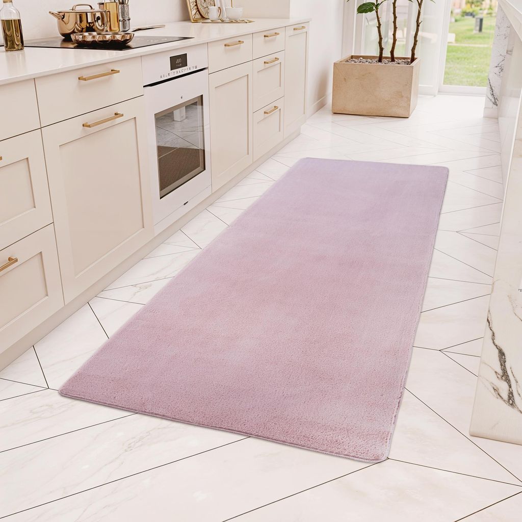 Teppium Waschbarer Kurzflor Teppich, rutschfest & weich, Modernes Einfarbig Design für Wohnzimmer, Schlafzimmer, Grösse: 80x250 cm